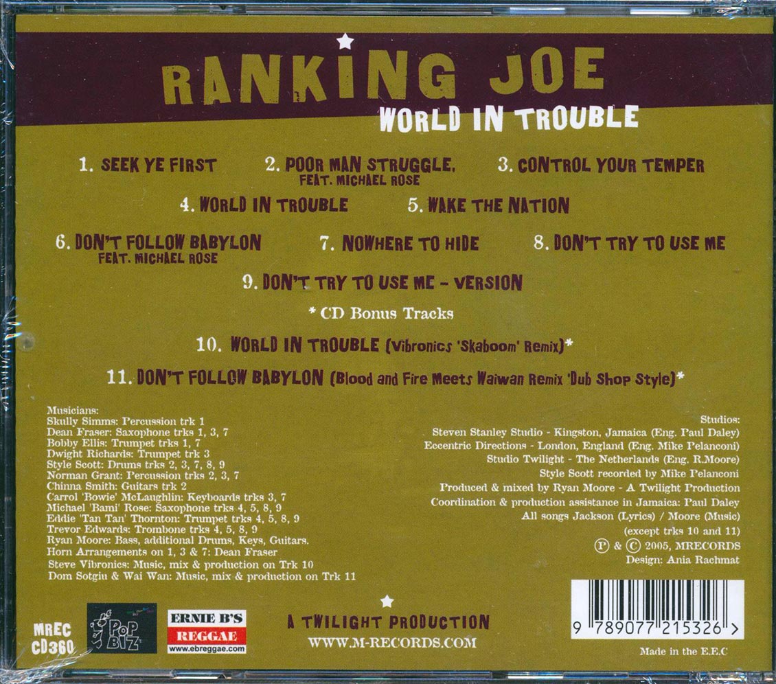 Ranking Joe World In Trouble Music CD