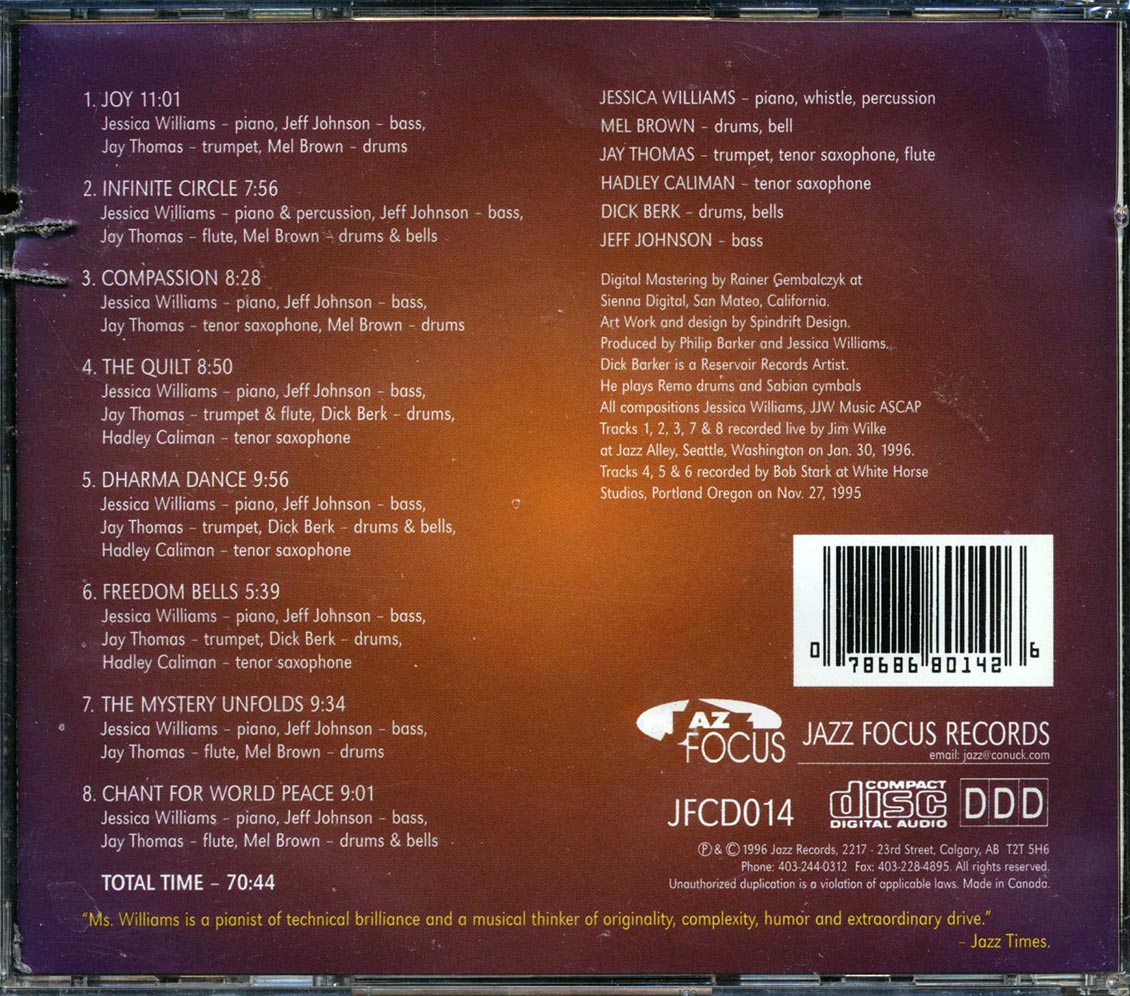 Jessica Williams - Joy (marked/ltd stock) Music CD