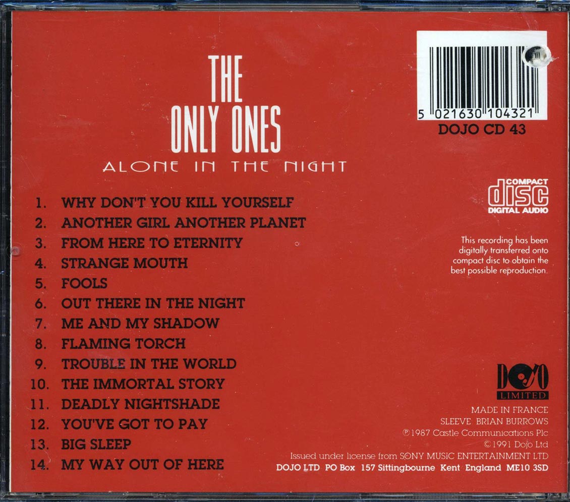 The Only Ones - Alone In The Night (marked/ltd stock) Music CD