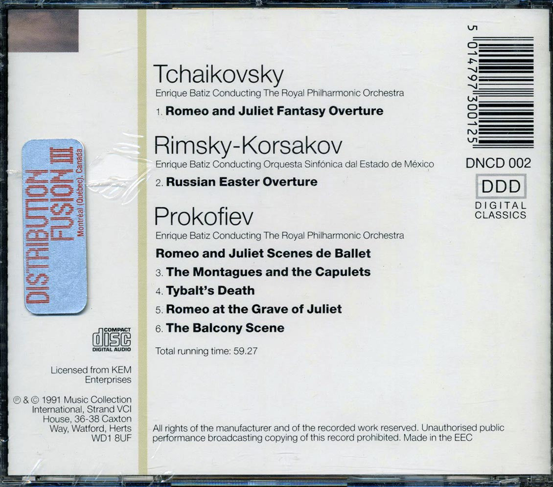 Enrique Batiz, Royal Philharmonic Orchestra, Prokofiev, Tchaikovsky, Rimsky-Korsakov - Romeo And Juliet; Russian Easter Overture (marked/ltd stock) Music CD