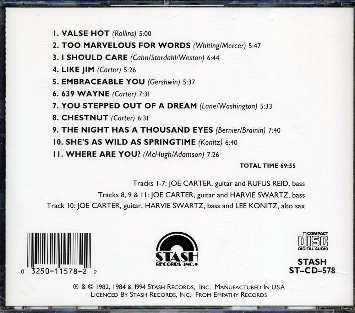 Joe Carter, Rufus Reid, Harvie Swartz, Lee Konitz - Duets Music CD