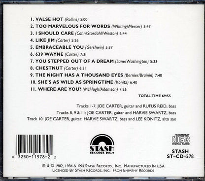 Joe Carter, Rufus Reid, Harvie Swartz, Lee Konitz - Duets Music CD