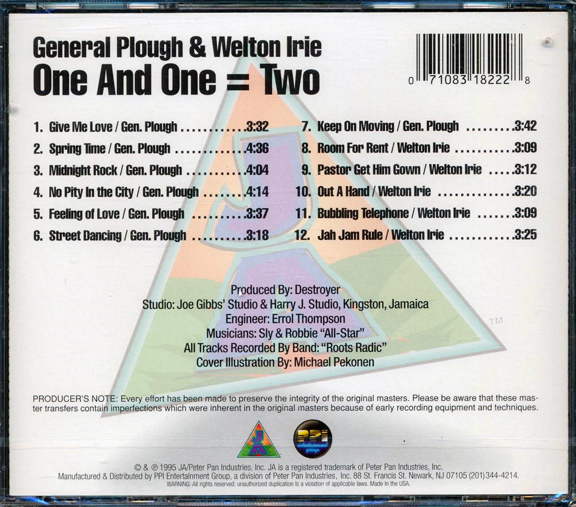 General Plough, Welton Irie - One And One Equal Two Music CD