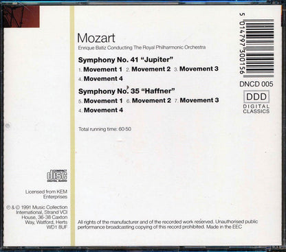 Mozart, Enrique Batiz, The Royal Philharmonic, Etc. - Symphony Number 41: The Jupiter and Symphony Number 35: The Haffner Music CD