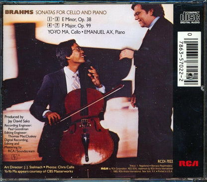 Brahms, Yo Yo Ma, Emanuel Ax, Etc. - Brahms Cello Sonatas Music CD