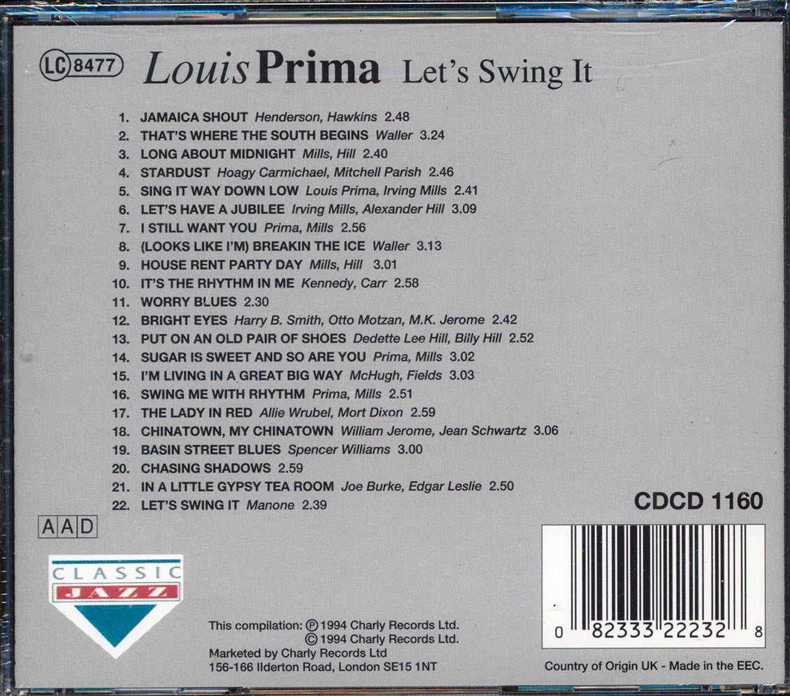 Louis Prima - Let's Swing It Music CD