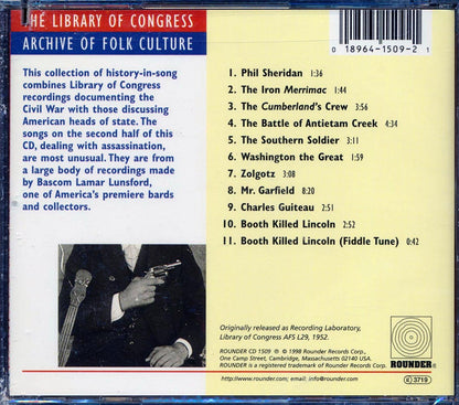Judge Learned W Hand, Captain Pearl R Nye, Mrs. Minta Morgan, Etc. - Songs And Ballads Of American History And Of The Assassination Of Presidents (marked/ltd stock) Music CD