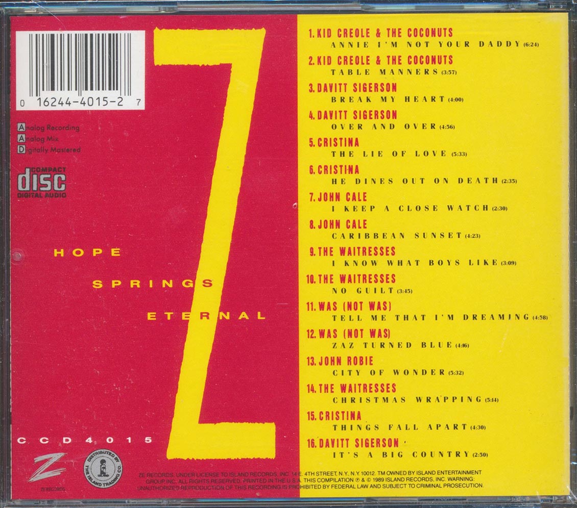 Cristina, Material, Last Men, Etc. - Zetrospective: Dancing In The Face Of Adversity Music CD