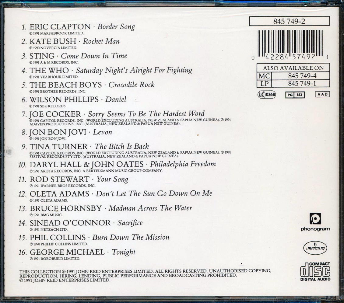 Eric Clapton, Kate Bush, Sting, Etc. - Two Rooms Celebrating The Songs Of Elton John And Bernie Taupin Music CD