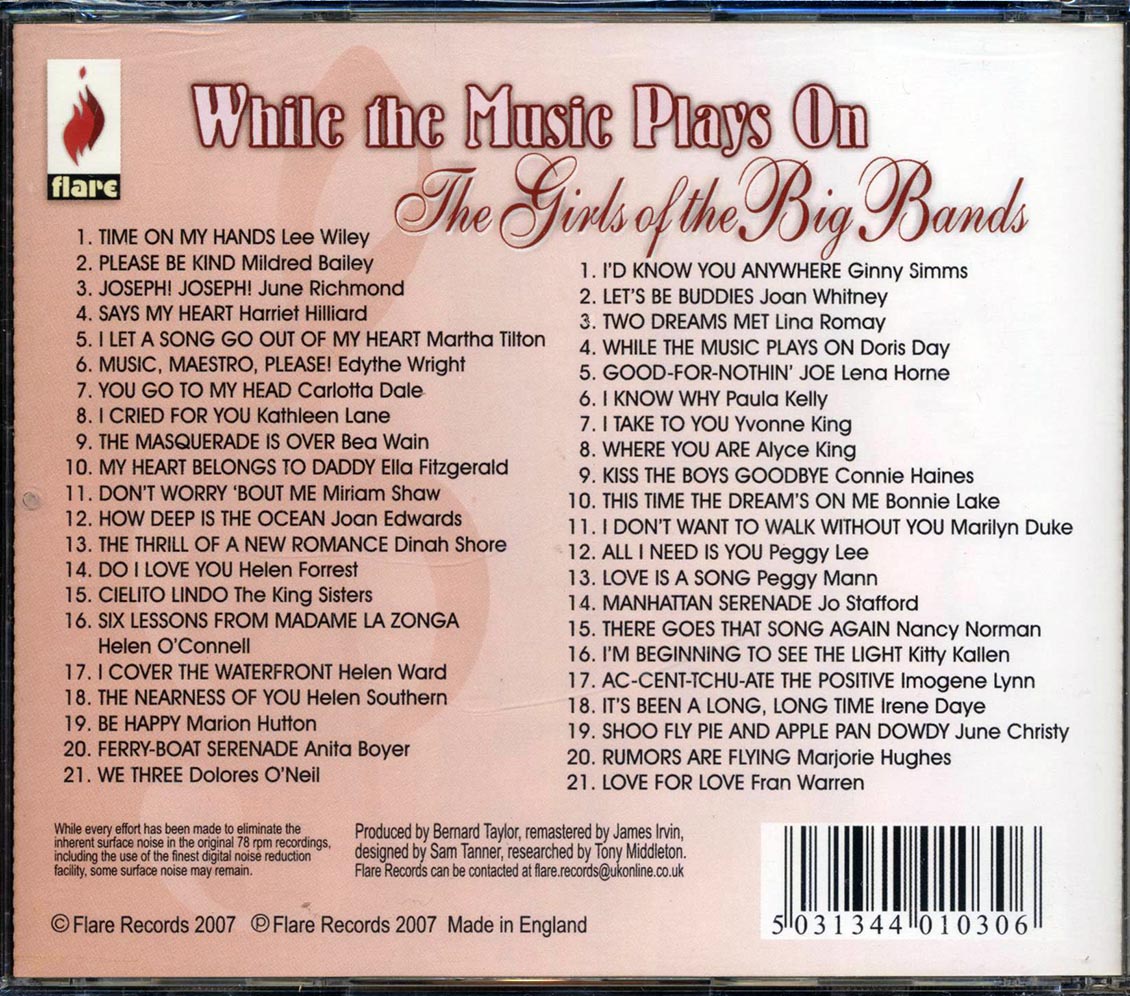 Mildred Bailey, Lee Wiley, Ginny Simms, Etc. - While The Music Plays On: The Girls Of The Big Bands (42 tracks) (2xCD) Music CD