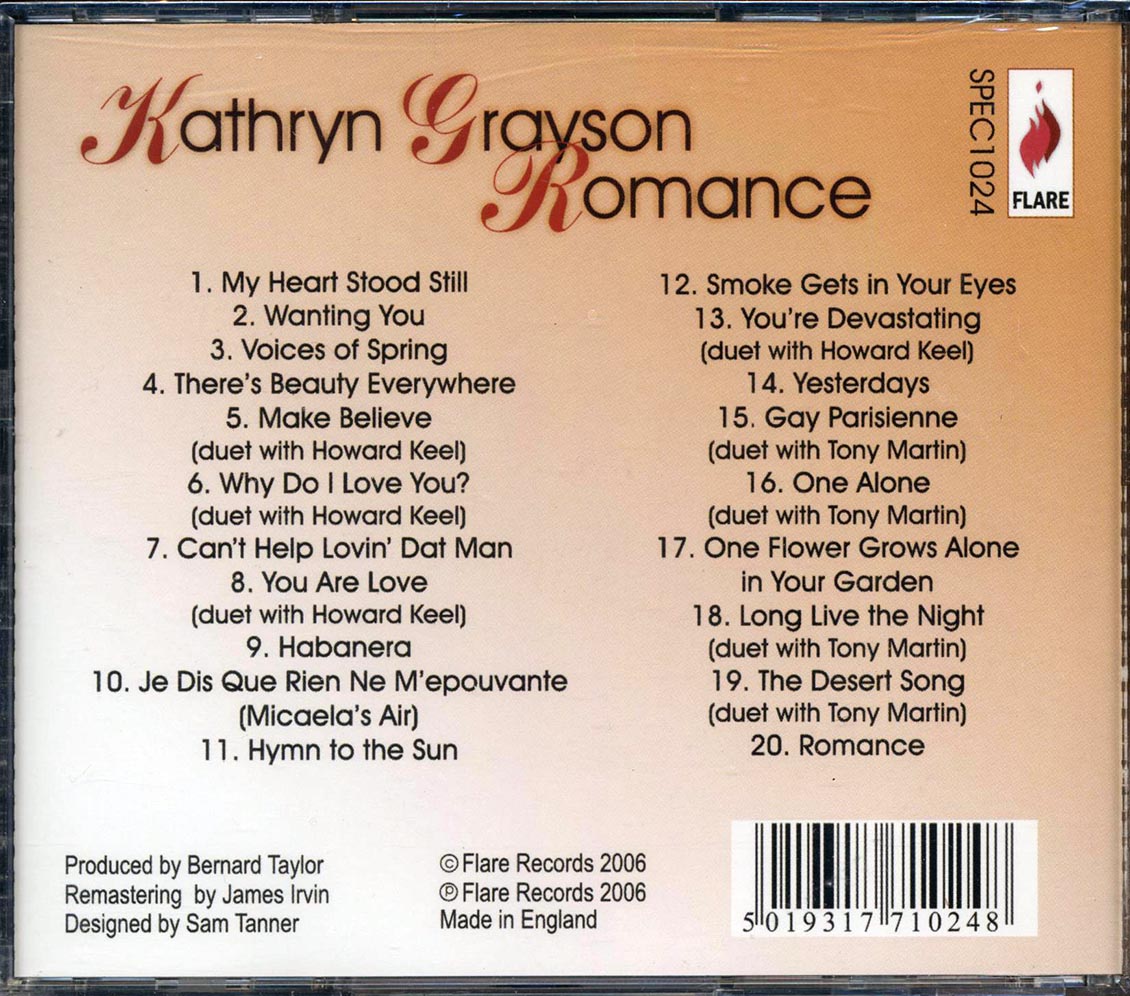 Kathryn Grayson - Romance Music CD