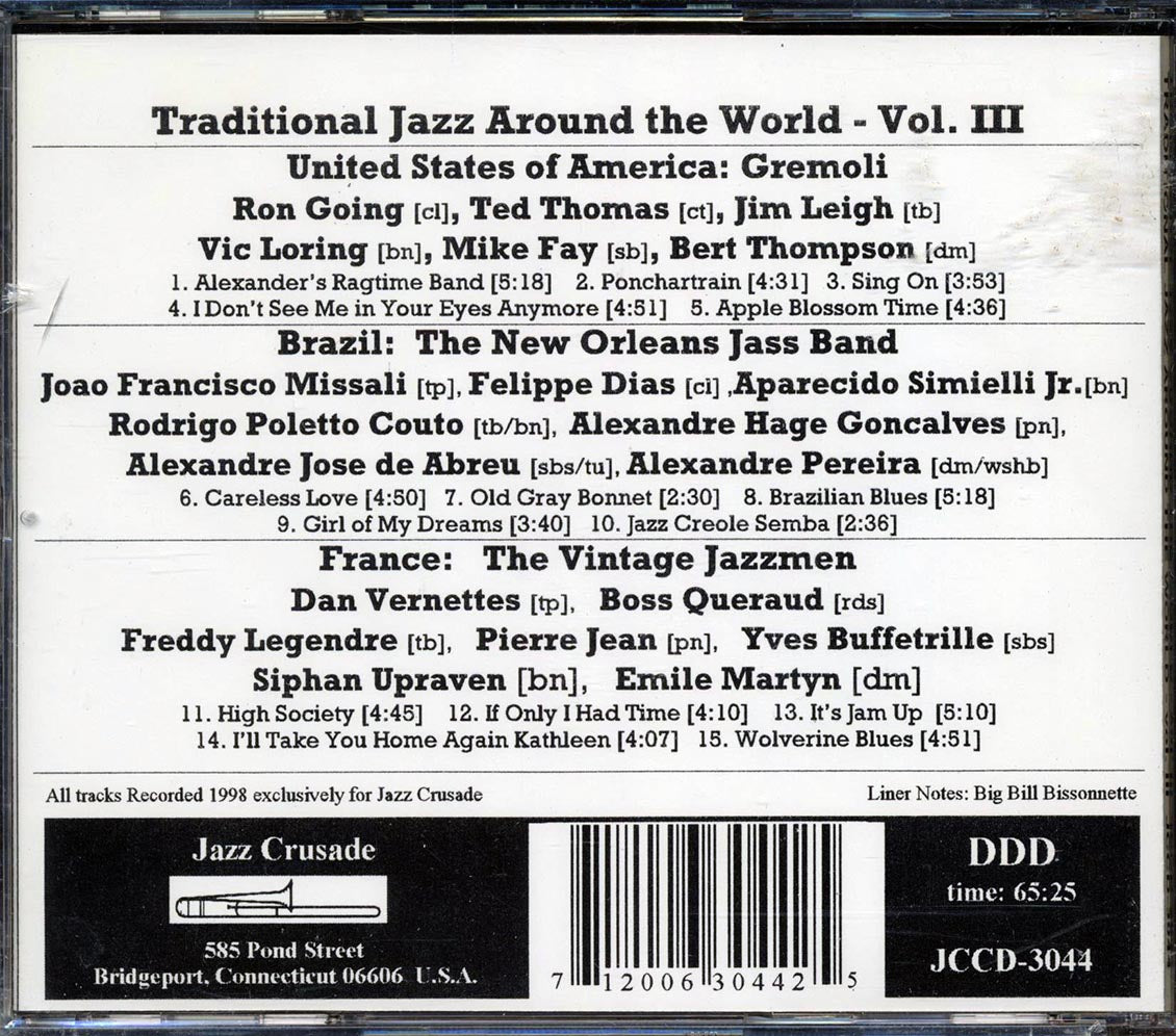 Gremoli, The New Orleans Jass Band, The Vintage Jazzmen - Traditional Jazz Around The World Volume 3 Music CD