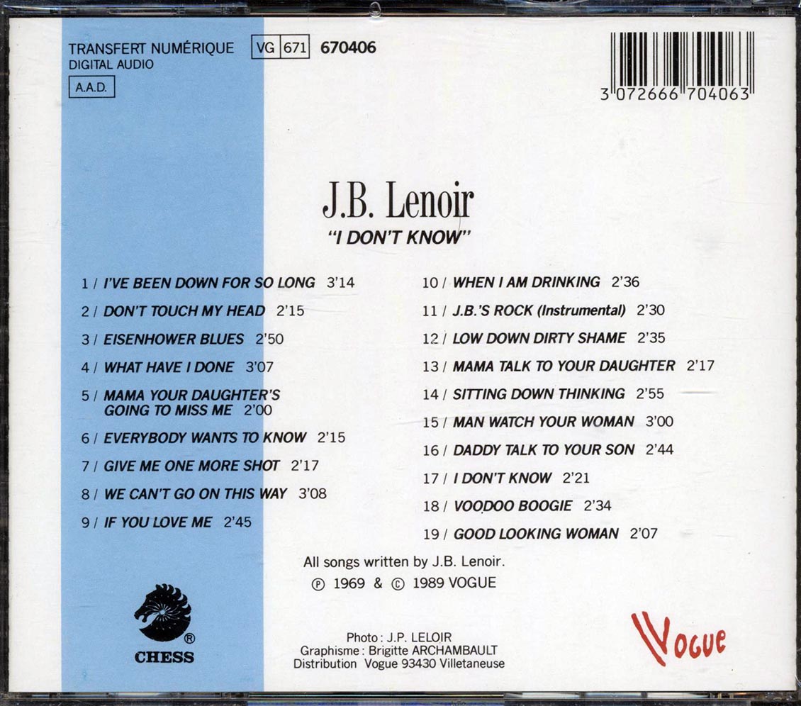 JB Lenoir - Living The Blues Music CD