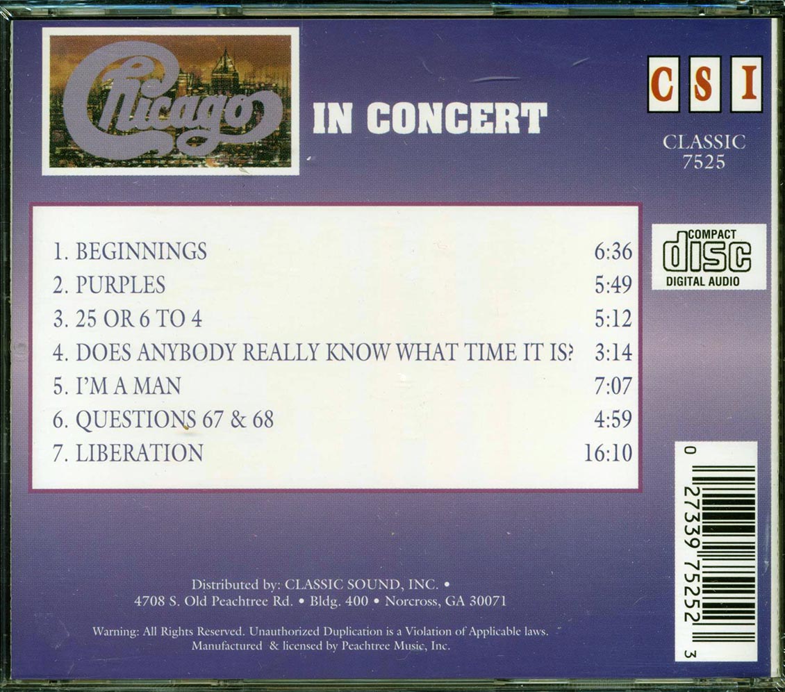 Chicago - In Concert Music CD