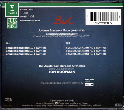 Bach, Ton Koopman - Brandenburgische Konzerte (2xCD) Music CD