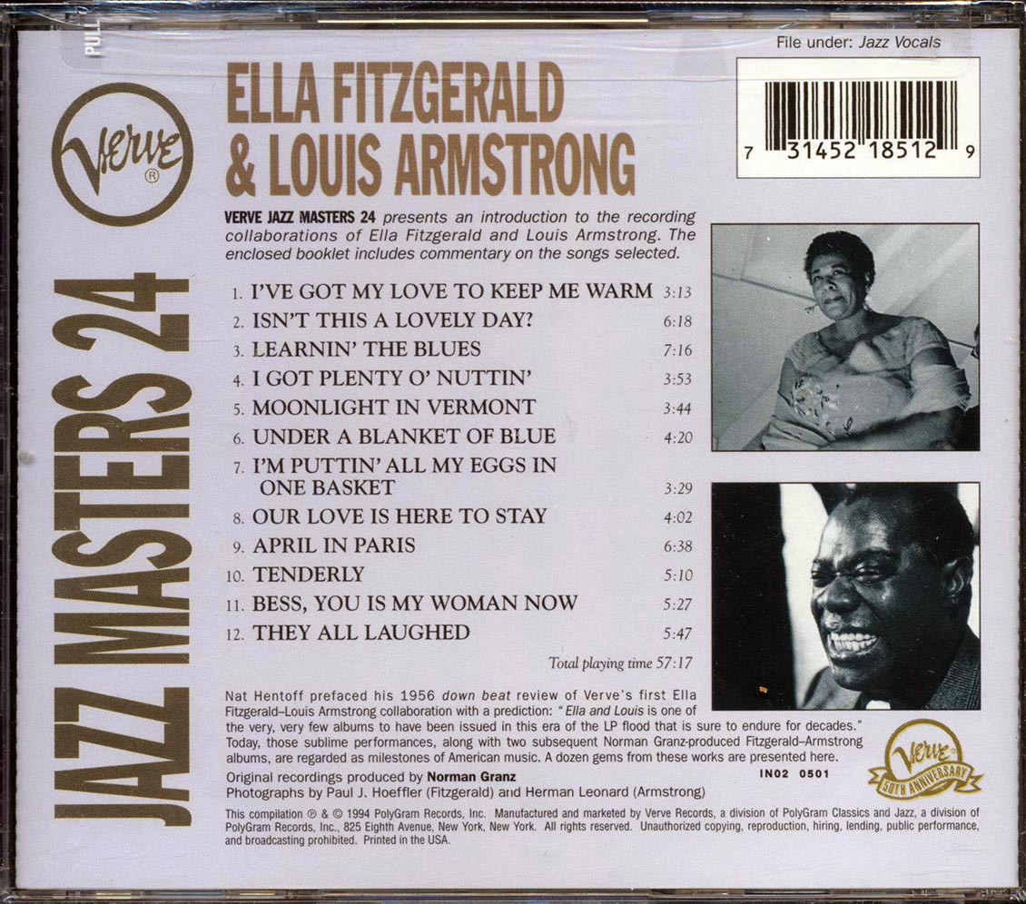 Ella Fitzgerald, Louis Armstrong - Verve Jazz Masters 24 Music CD