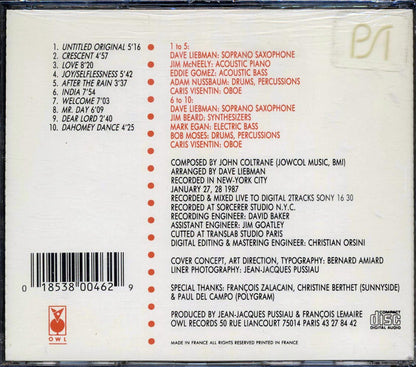 Dave Liebman - Homage To John Coltrane Music CD