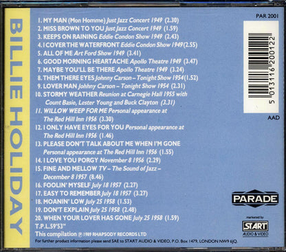 Billie Holiday - In Person, In Concert (20 tracks) Music CD