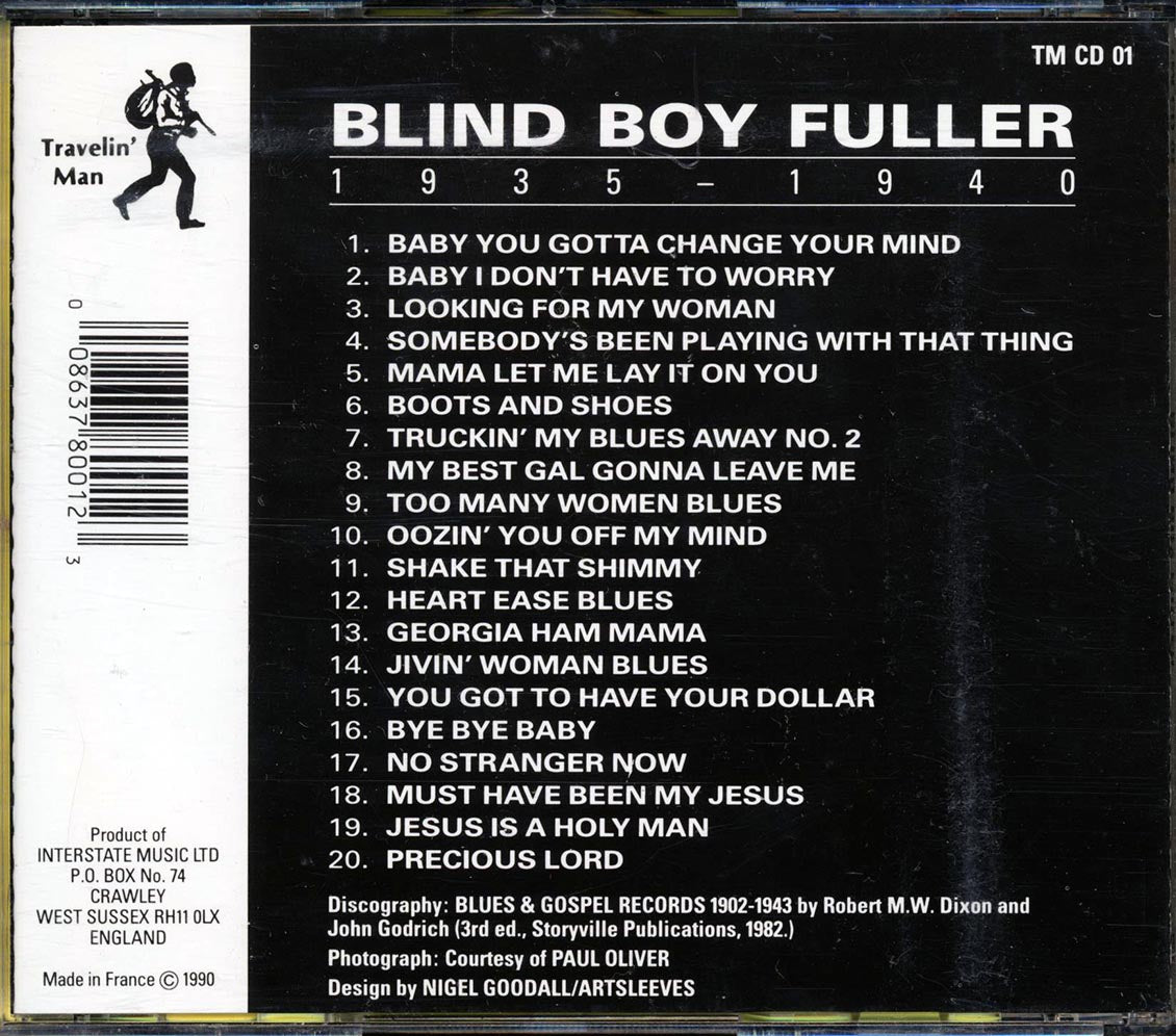 Blind Boy Fuller - 1935-1940 Music CD