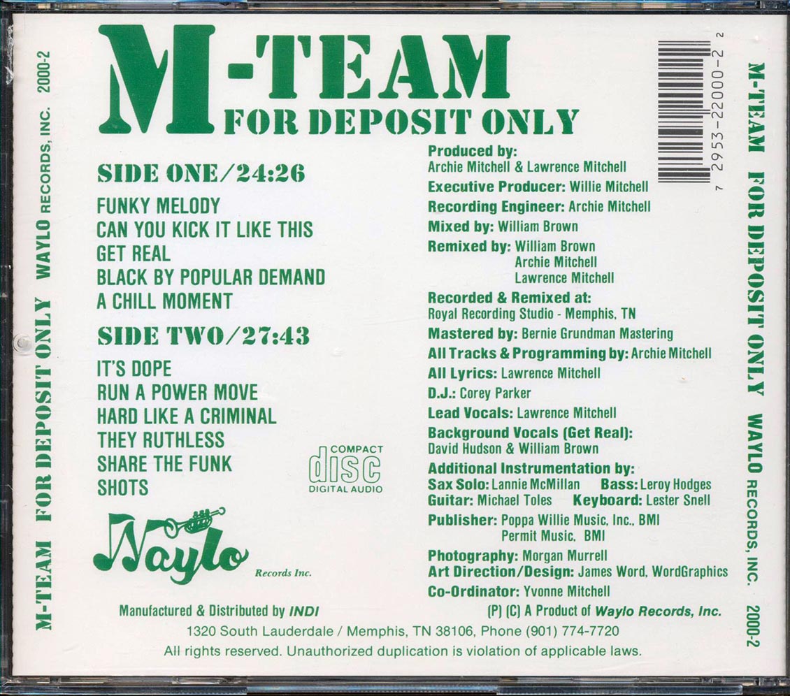 M-Team  - For Deposit Only Music CD