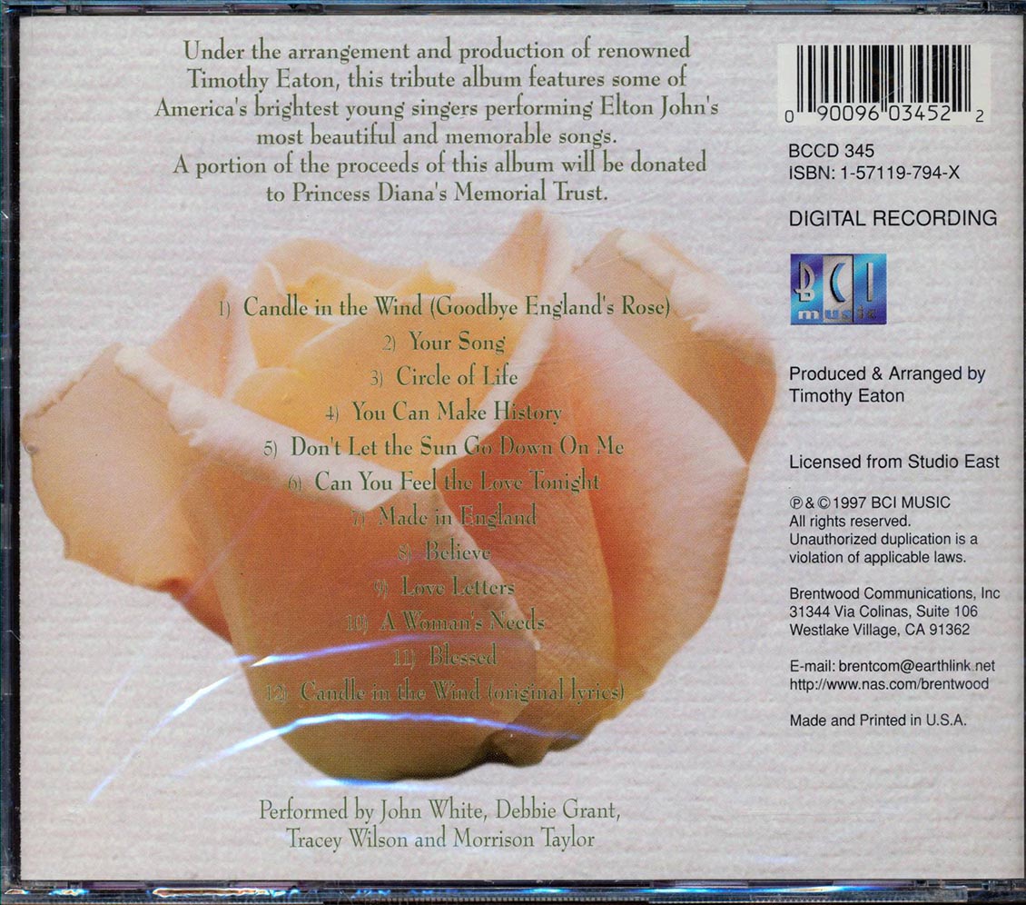 John White, Debbie Grant, Tracey Wilson, Etc. - England Rose: A Tribute To The Music Of Elton John Music CD