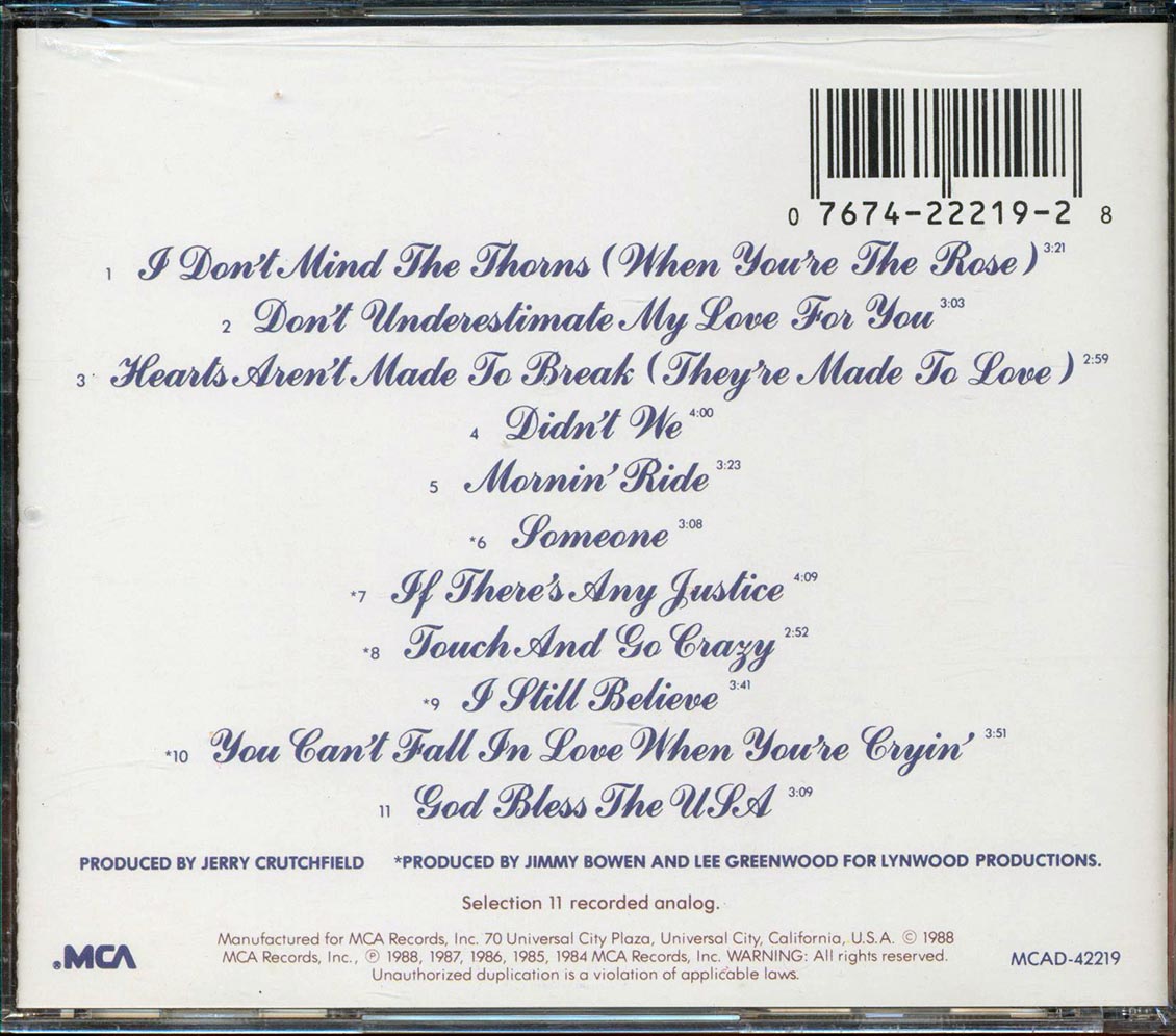 Lee Greenwood - Greatest Hits Volume Two Music CD