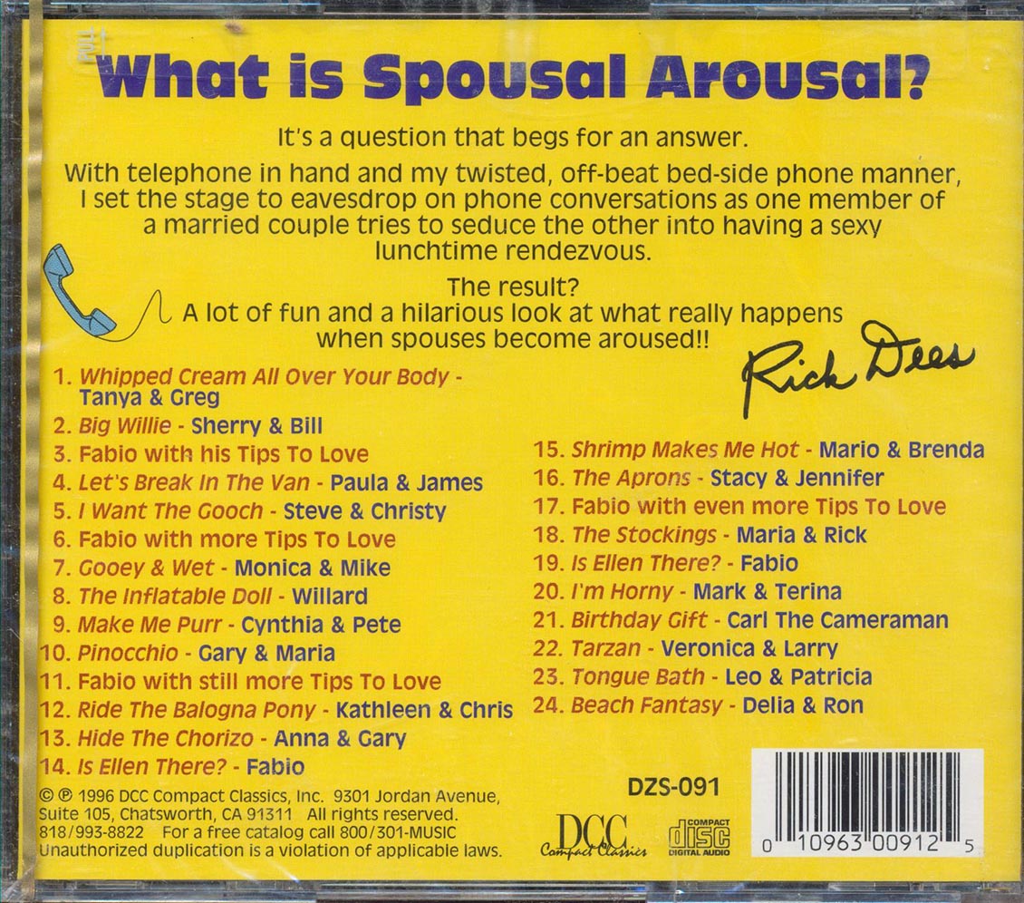 Rick Dees & His Cast Of Idiots  - Spousal Arousal Music CD