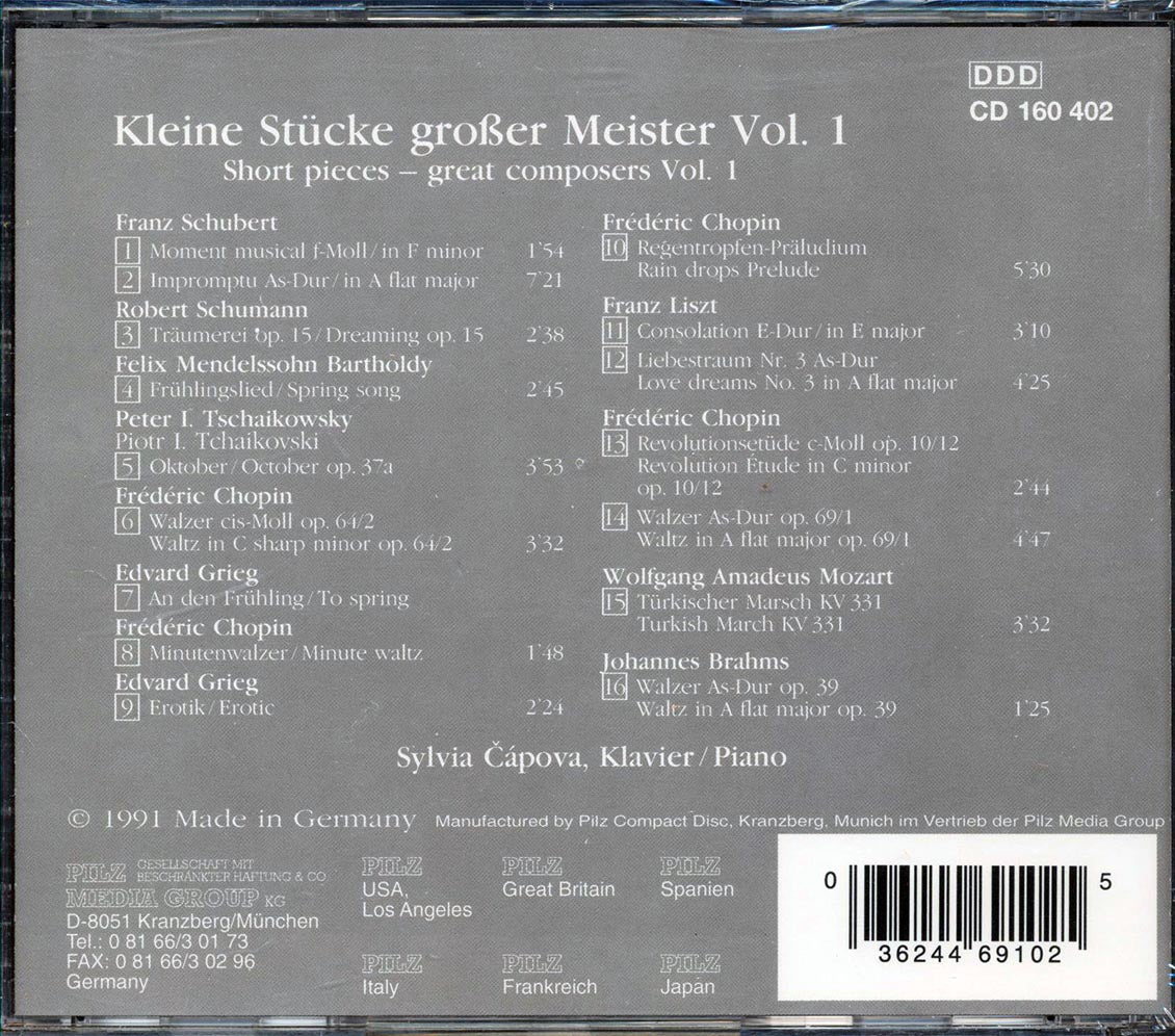 Sylvia Capova - Klein Stucke Grober Meister Volume 1 Music CD