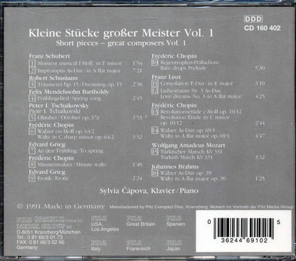 Sylvia Capova - Klein Stucke Grober Meister Volume 1 Music CD