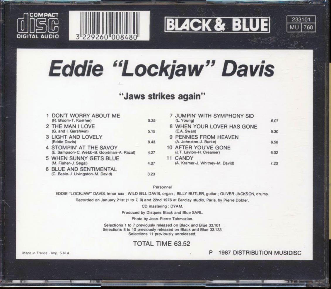 Eddie Lockjaw Davis - Jaws Strikes Again Music CD