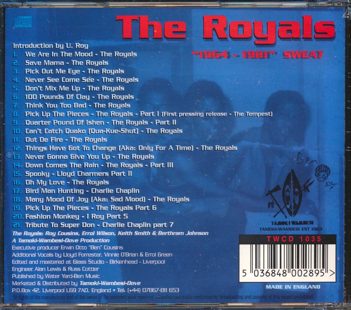 The Royals Sweat 1964 1981 21 tracks Music CD