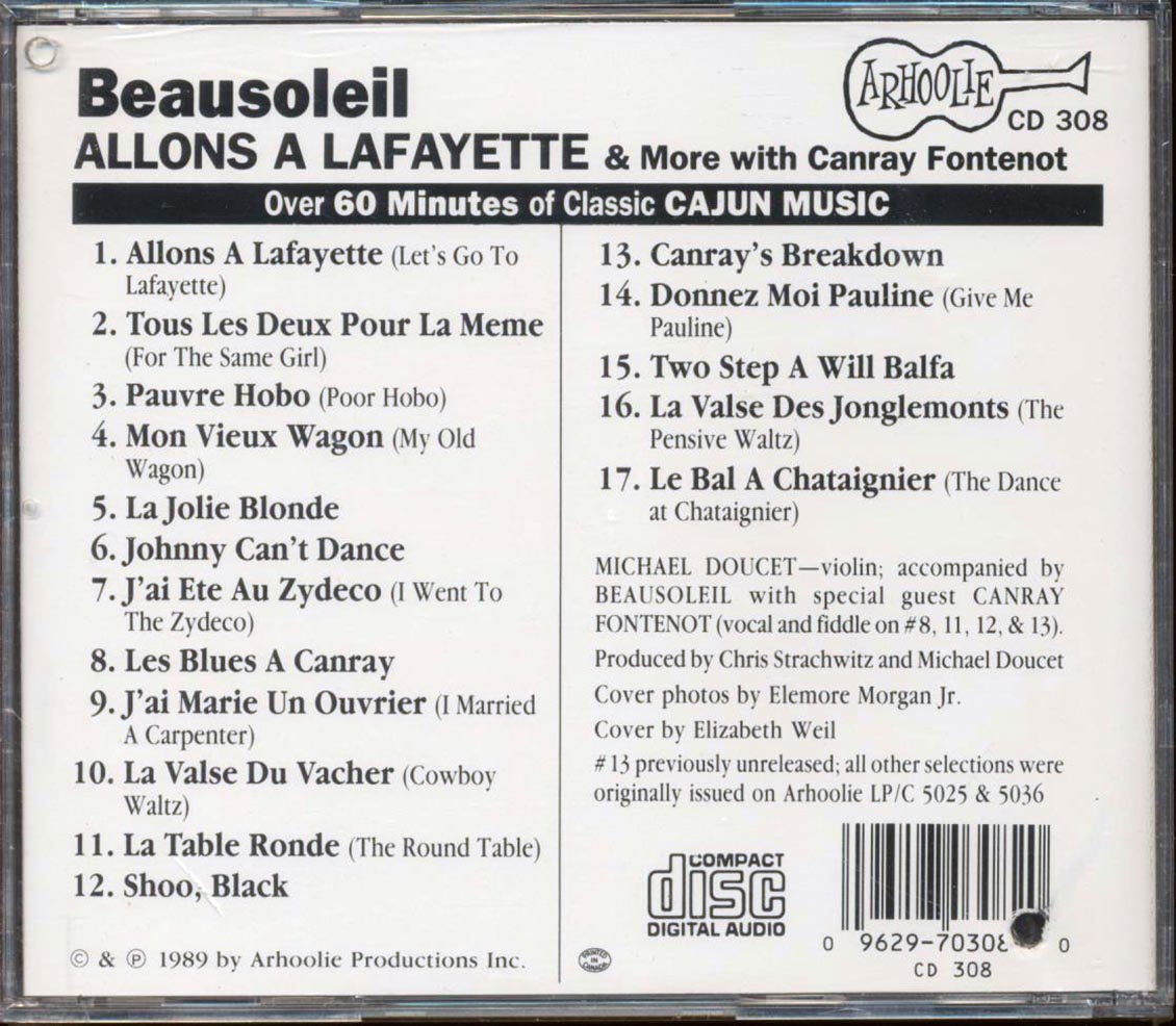 Beausoleil, Michael Doucet, Canray Fontenot - Allons A Lafayette And More  (marked/ltd stock) Music CD