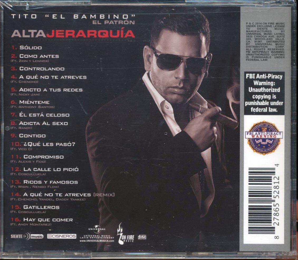 Tito El Bambino El Patron  - Alta Jerarquia Music CD