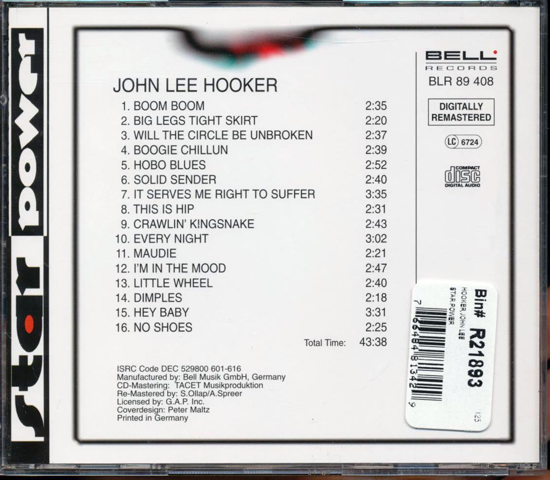 John Lee Hooker - Star Power Music CD