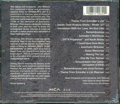 John Williams - Schindlers List Original Motion Picture Soundtrack Music CD