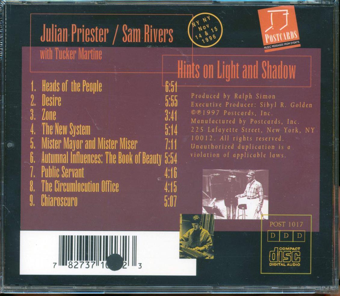 Julian Priester, Sam Rivers - Hints On Light And Shadow  (marked/ltd stock) Music CD