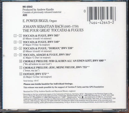 Bach E. Power Biggs  - The Four Great Toccatas And Fugues Music CD