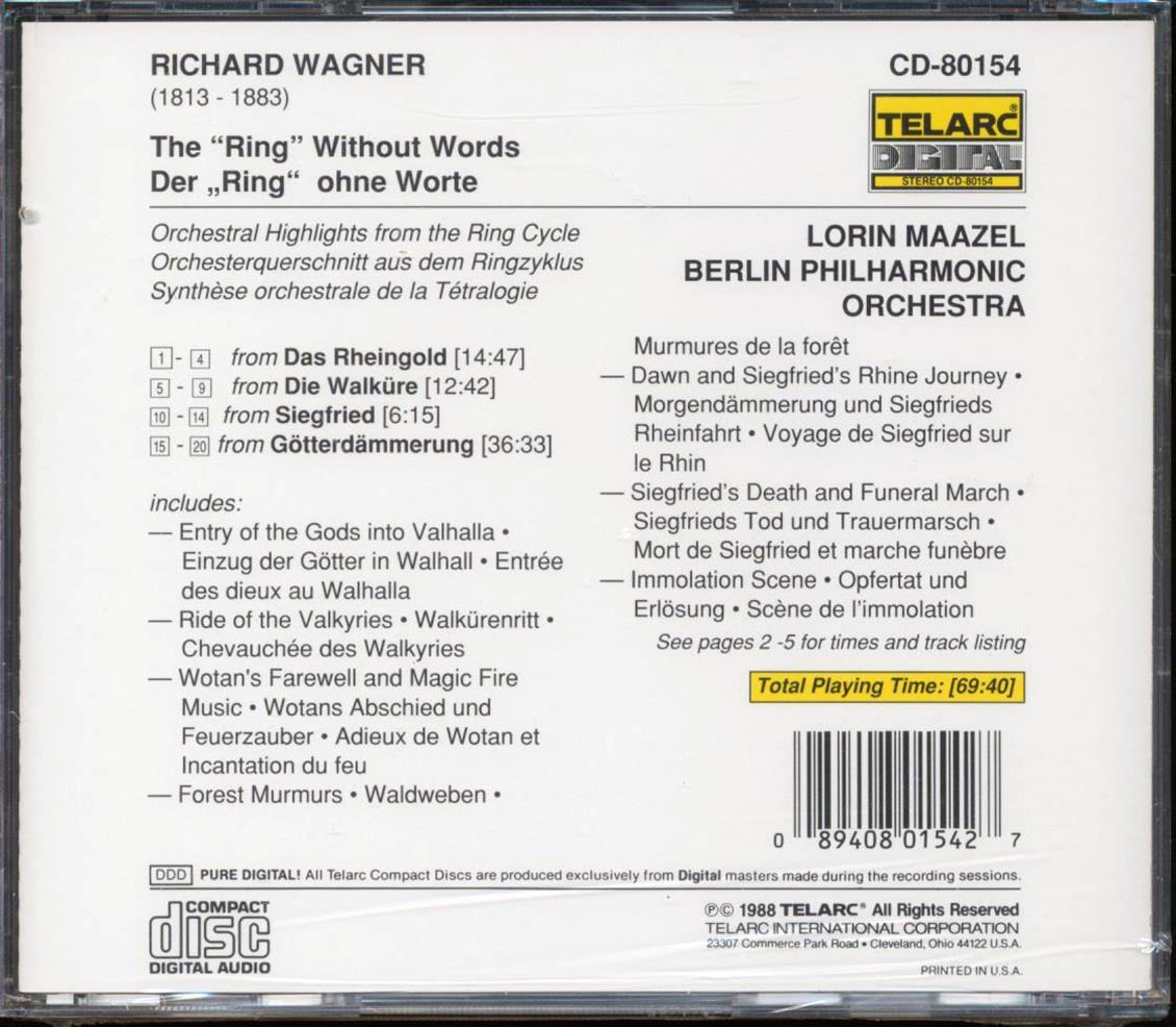 Richard Wagner, Lorin Maazel, Berliner Philharmoniker  - Der Ring Ohne Worte: The Ring Without Words Music CD