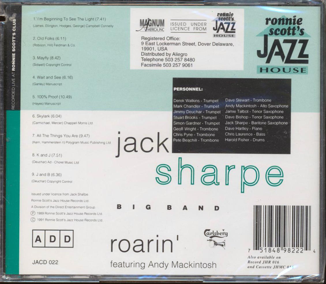 The Jack Sharpe Big Band - Roarin Music CD