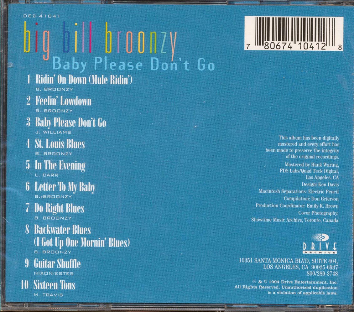 Big Bill Broonzy - Baby Please Don't Go Music CD