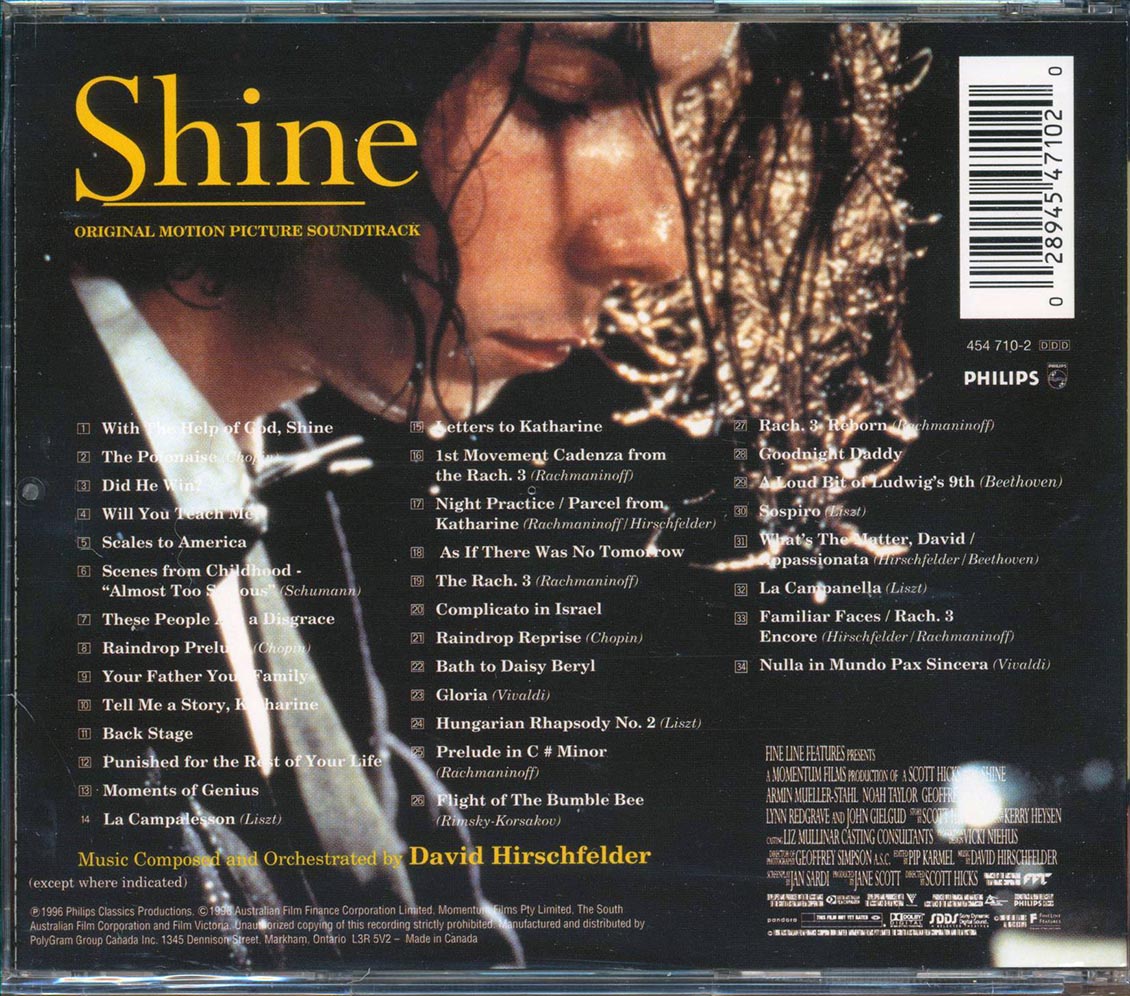 David Hirschfelder, Chopin, Mary Doumany, Etc. - Shine: Original Motion Picture Soundtrack Music CD