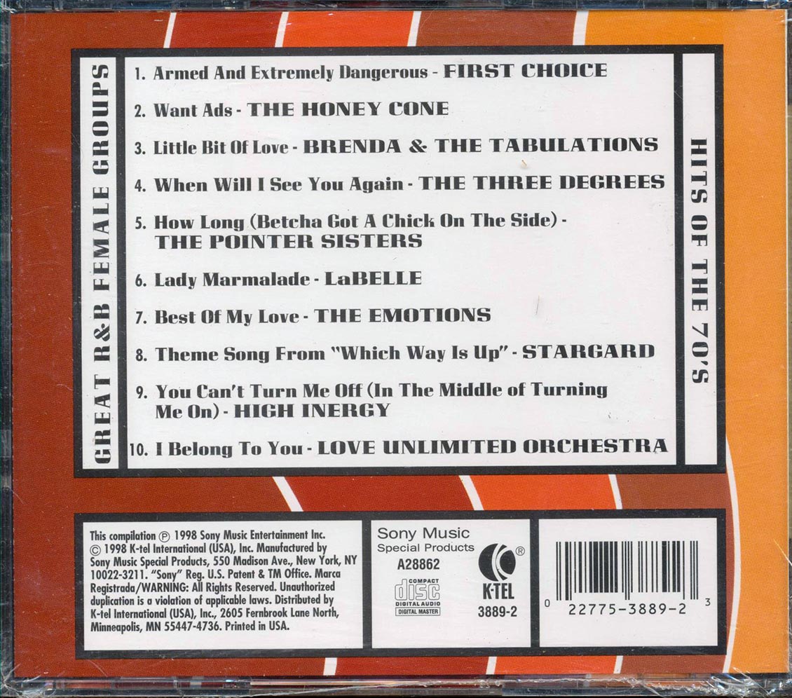 First Choice, The Honey Cone, Brenda & The Tabulations, Etc. - Great R&B Female Groups: Hits Of The 70's Music CD
