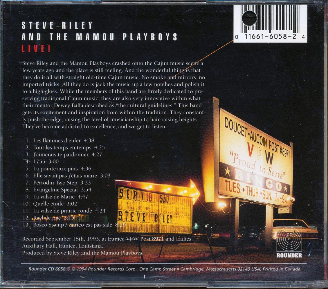 Steve Riley & The Mamou Playboys - Live Music CD