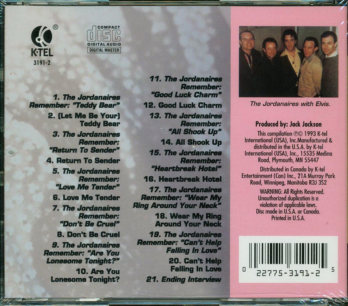 The Jordanaires  - Memories Of Elvis By The Jordanaires Music CD