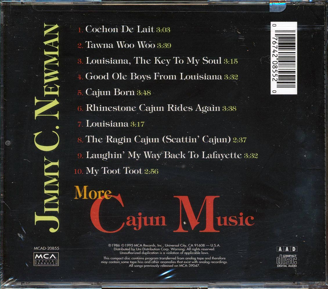 Jimmy C Newman - More Cajun Music Music CD