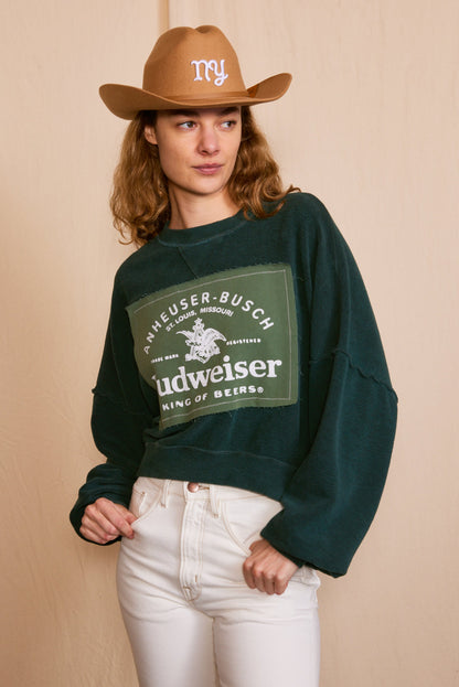 Budweiser King of Beers Oversized Womens Sweatshirt Green