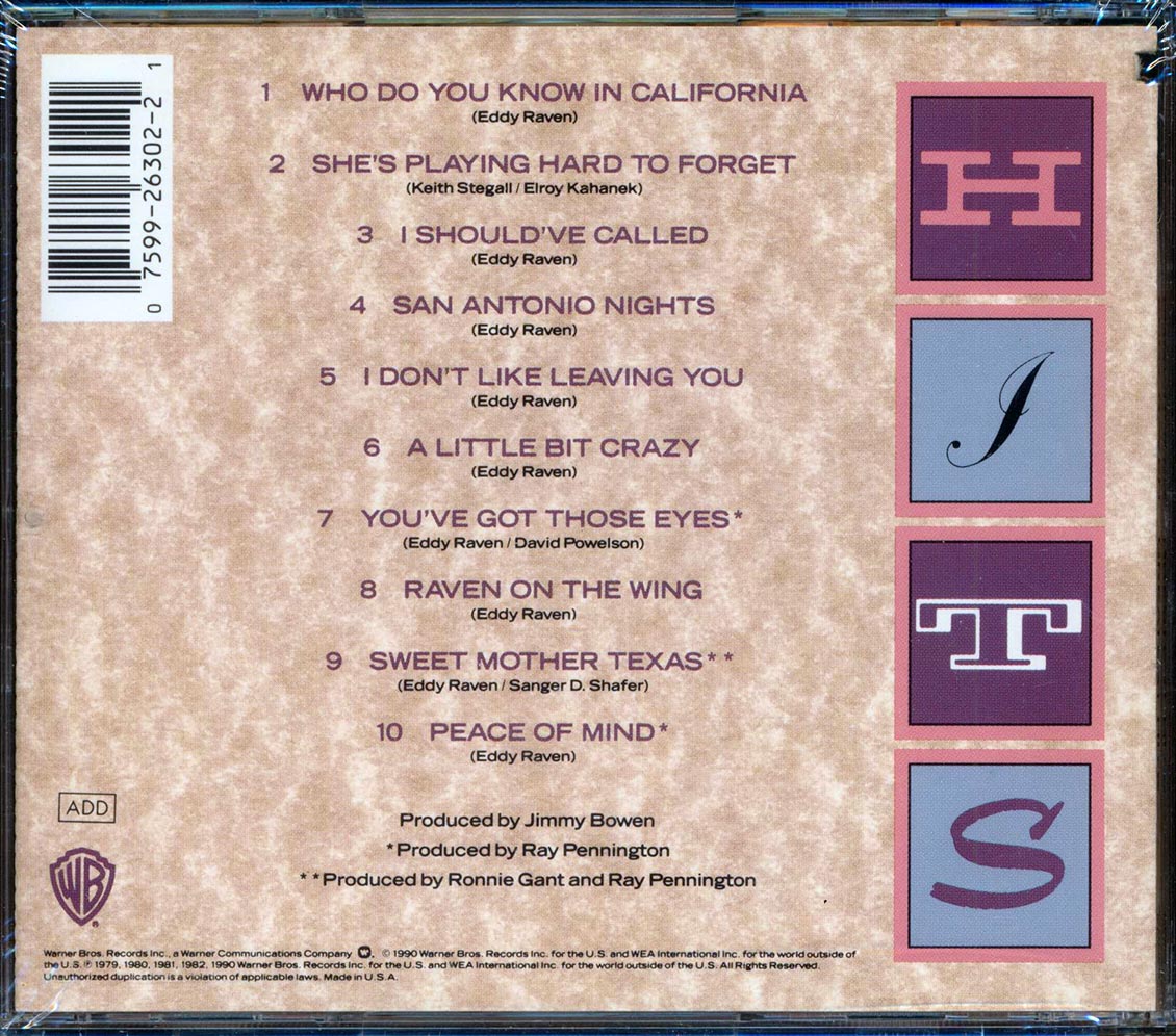 Eddy Raven - Greatest Hits (marked/ltd stock) Music CD