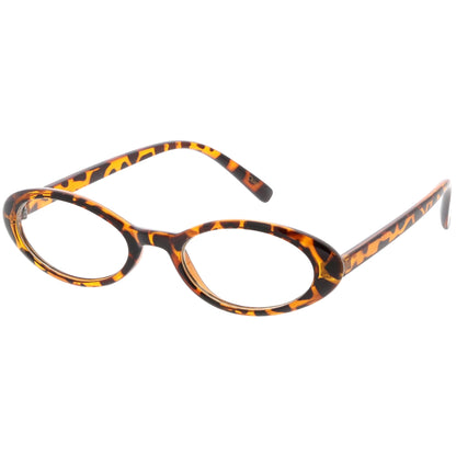 Women's Retro Dapper Small Oval Clear Lens Glasses C704