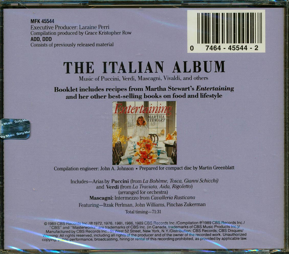 John Williams, Philadelphia Orchestra, Etc. - The Italian Album Music CD