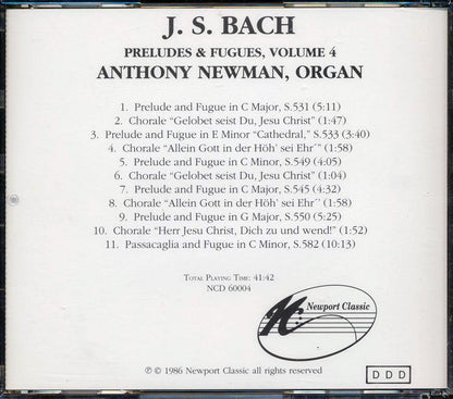 Bach Anthony Newman Bach Preludes & Fugues For Organ Volume 4 Music CD